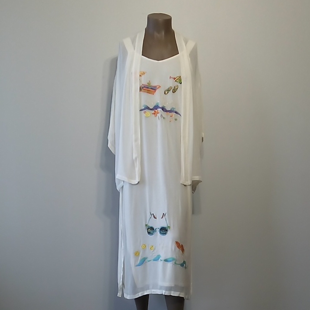 Stylish White Dress with Multicolor Designs